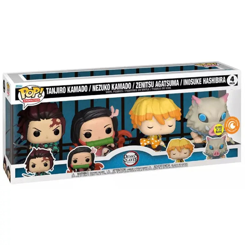 Lote 4 Funko POP Tanjiro, Zenitsu, Nezuko e Inosuke - Demon Slayer™