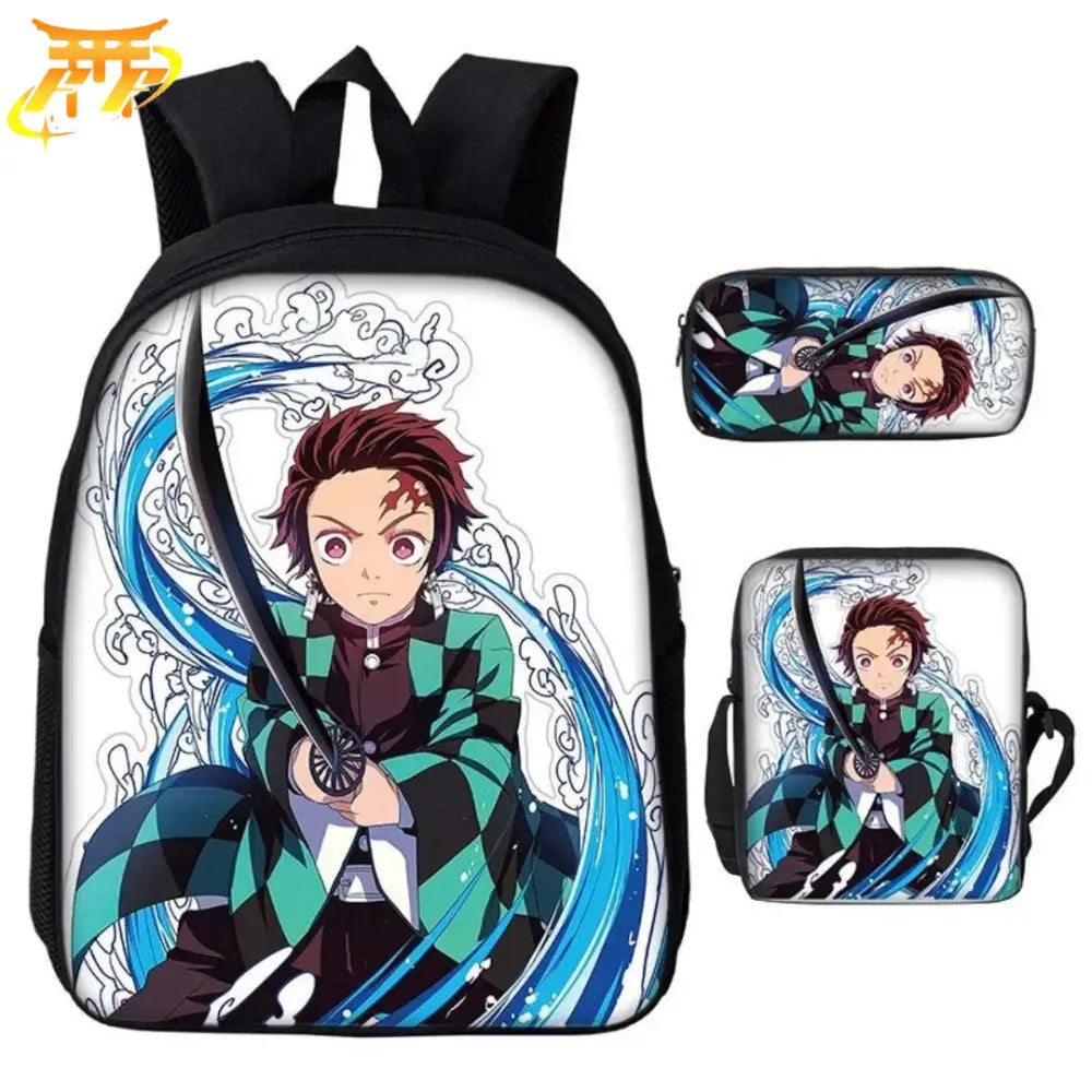 Mochila con Estuche y Bolso Tanjiro El Pilar del Agua - Demon Slayer™.