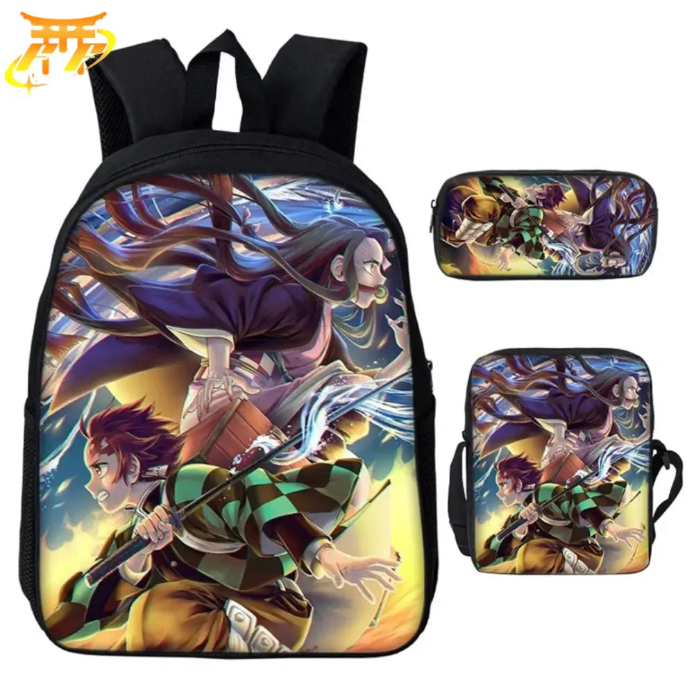 Mochila con Estuche y Bolso Tanjiro & Nezuko Kamado - Demon Slayer™.