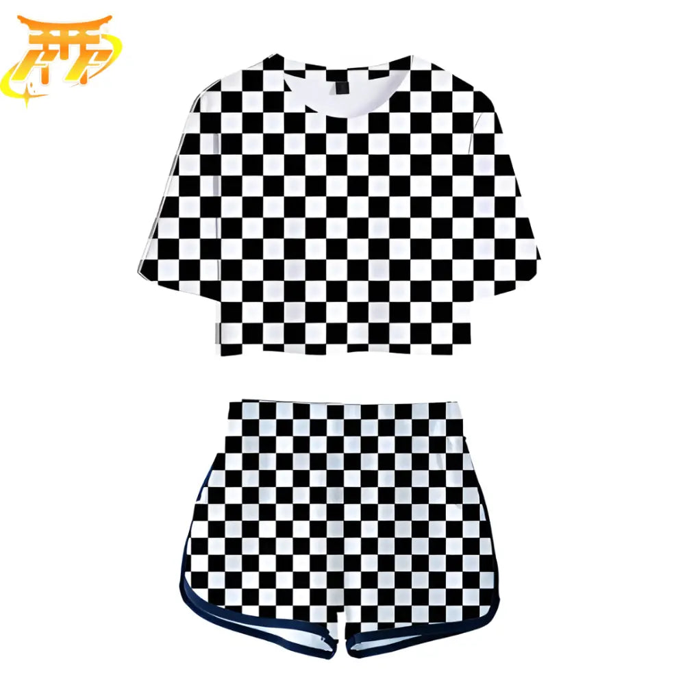 Pijama Mujer Tanjiro a Cuadros Negros y Blancos - Demon Slayer™
