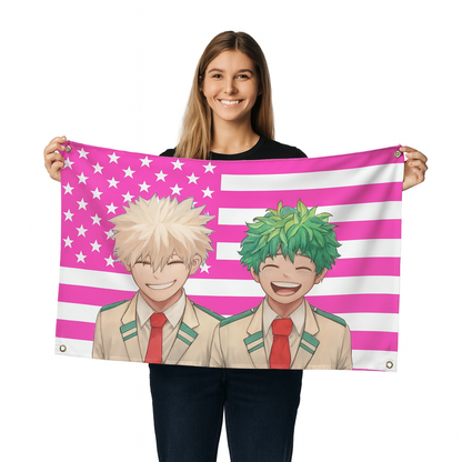 Bandera Bakugo & Midoriya "Sonrisas de Héroes" – My Hero Academia™
