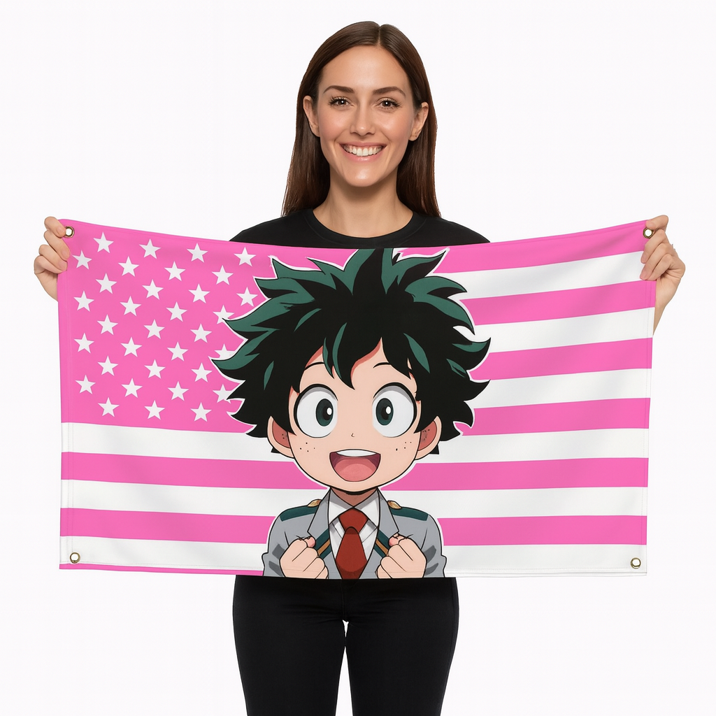 Bandera Izuku Midoriya "Estilo Chibi Estudiante" – My Hero Academia™