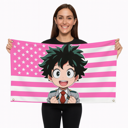Bandera Izuku Midoriya "Estilo Chibi Estudiante" – My Hero Academia™