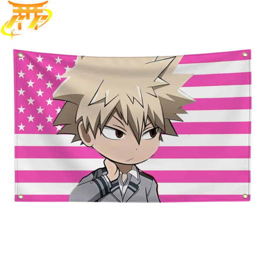 Bandera Katsuki Bakugo "Estilo Chibi Estudiante" – My Hero Academia™