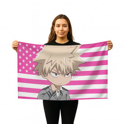 Bandera Katsuki Bakugo "Estilo Chibi Estudiante" – My Hero Academia™