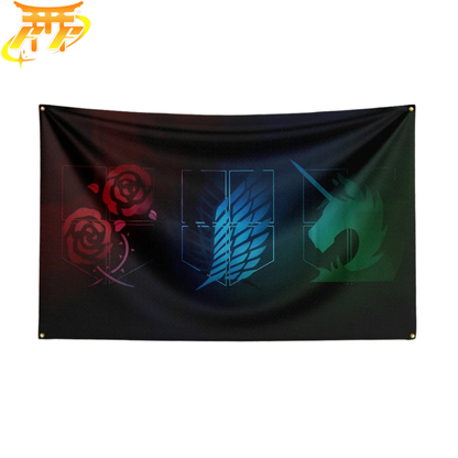 Drapeau Emblèmes Des Trois Brigades - L’Attaque Des Titans™