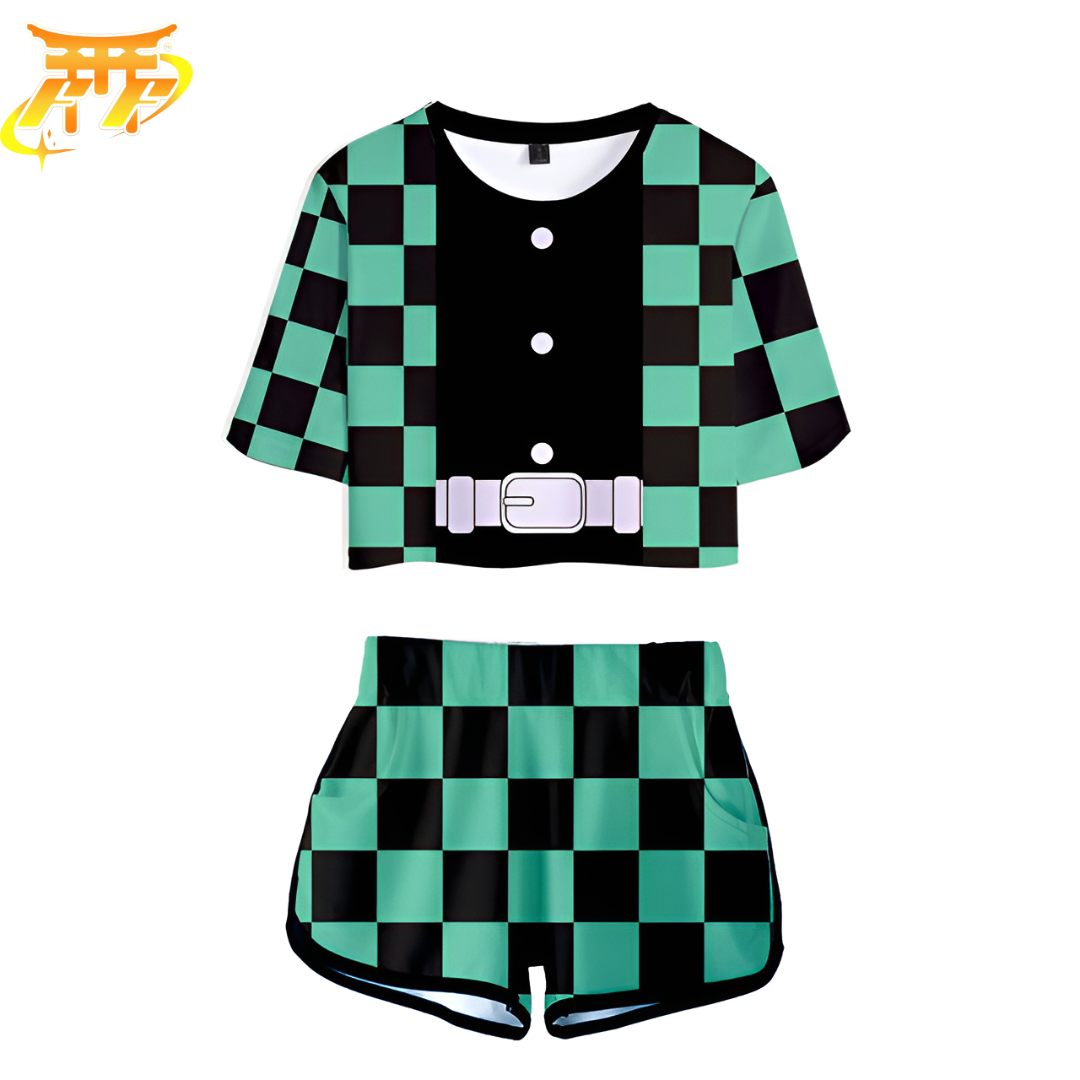 Pijama Mujer Tanjiro Verde y Negro - Demon Slayer™