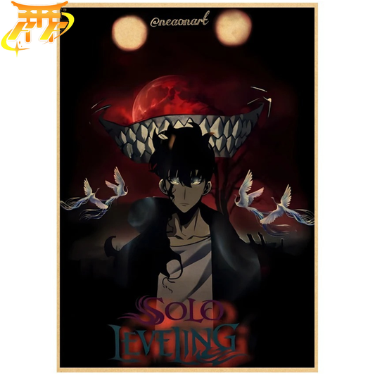 Poster Sung Jinwoo "Bajo la Luna Roja" - Solo Leveling™